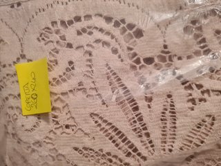 Coperta vintage pizzo ricamo beige/rosa