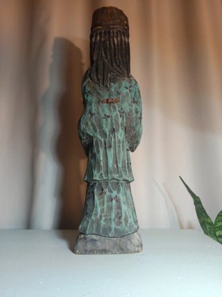 Antigua Escultura Tallada Madera