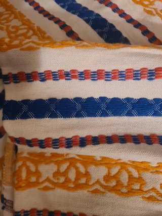 Coperta/Plaid etnico righe blu e gialle