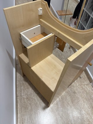 Mueble de madera para lavabo y lavabo ceramico