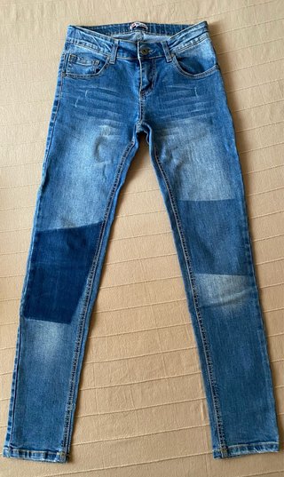 Jeans ragazza patchwork blu