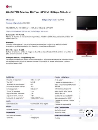 Televisión LG Scarlett de 42 pulgadas