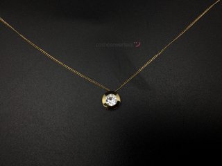 cadena oro 18k con piedra con circonita 22cm
