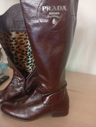 Stivali PRADA Marrone Pelle Leopardo