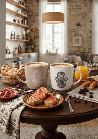 Set 2 Tazas Cerámica Hamsa 330ml