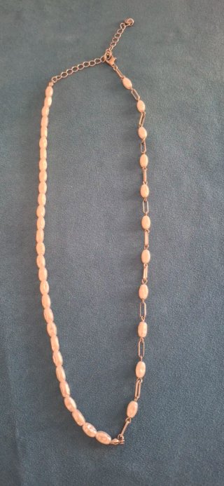 Collar Perlas y Cadena Plata 56cm