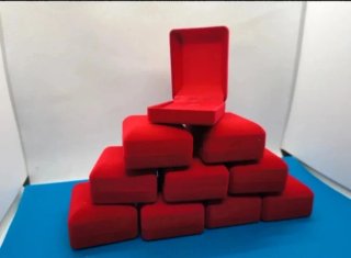 Pack 10 joyeros pequeños terciopelo rojo