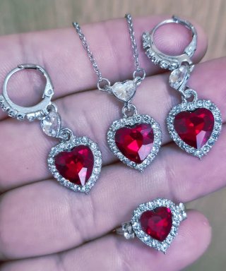 Conjunto de Corazon en Plata 925