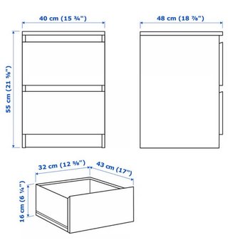 Mesitas  IKEA MALM Abedul 2 cajones