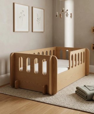 Cama suelo baja de Transición Infantil con Barrera