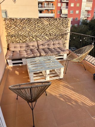 Conjunto Terraza Palets Mesa Cristal