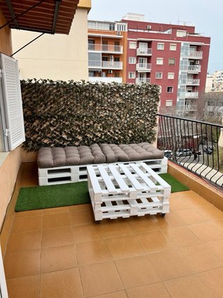 Conjunto Terraza Palets Mesa Cristal