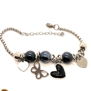 Bracciale Acciaio e Ceramica con Ciondoli