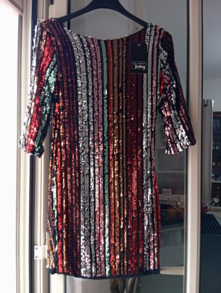 Vestito paillettes righe multicolor-Trattabile