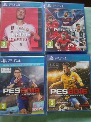 Lote 4 Juegos PS4: FIFA 20, PES 2016, 2018, 2020