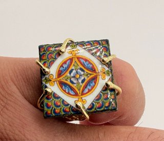 Anello Acciaio Piastrelle Pietra Lavica