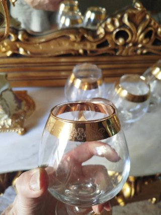 Bicchieri da Cognac con Bordo Oro