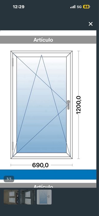 Ventana aluminio blanco 69x120