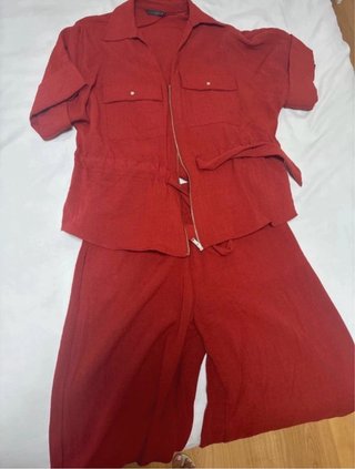 Traje pantalón lino Zara Talla S