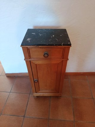 Mesita de noche antigua madera y mármol