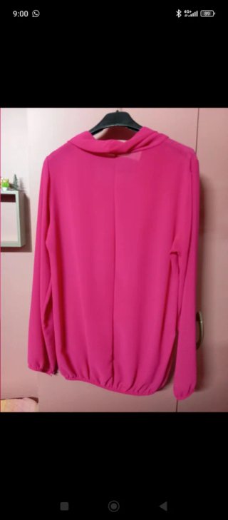 Camicia donna fucsia con fiocco