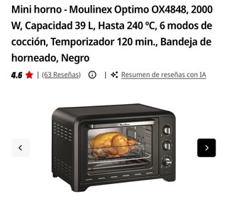 Horno Moulinex Optimo OX4848 39L Negro