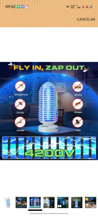 Lámpara mata mosquitos LED recargable