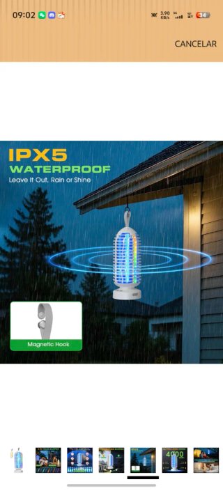 Lámpara mata mosquitos LED recargable