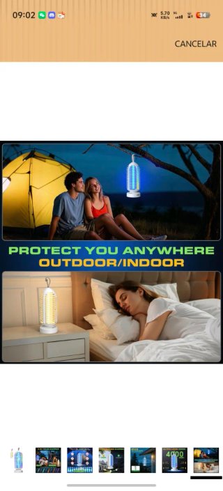 Lámpara mata mosquitos LED recargable