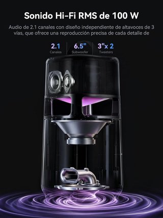 Altavoz Karaoke 100W RMS + 2 Micrófonos UHF