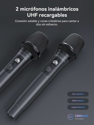 Altavoz Karaoke 100W RMS + 2 Micrófonos UHF