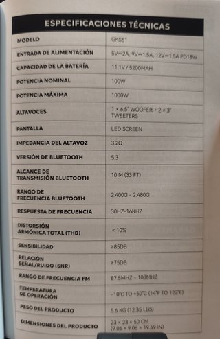 Altavoz Karaoke 100W RMS + 2 Micrófonos UHF