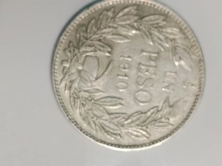 MUY ESCASA 1 Peso Chile 1910 Plata