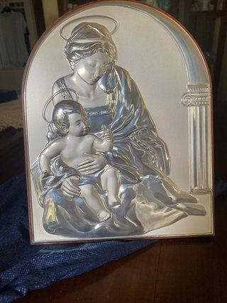 Capezzale Madonna Bambino Argento