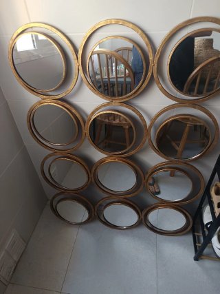 Espejo Decorativo Dorado Aro