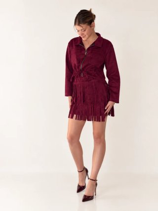 Conjunto falda y chaqueta borgoña