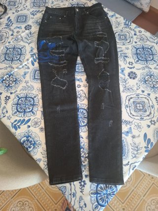 Jeans Slimfit Neri con Serpente Blu Tg.31