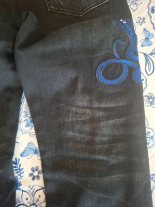 Jeans Slimfit Neri con Serpente Blu Tg.31