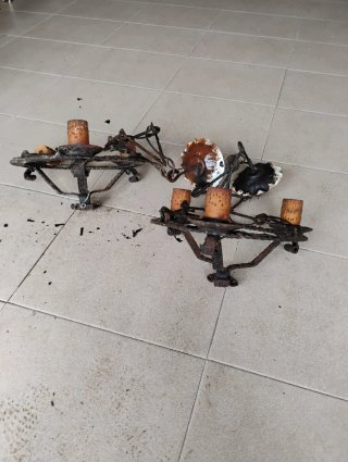 2 Lámparas Techo Forja Antiguas