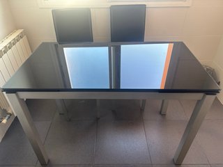 Mesa de cocina extensible cristal negro