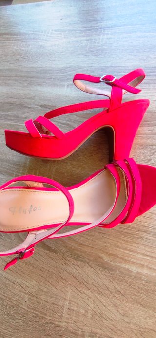 Sandalias Flyfor tacón plataforma rojas