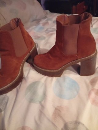 Botines marrones tacón ancho talla 40
