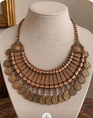 Collana etnica vintage bronzo e oro