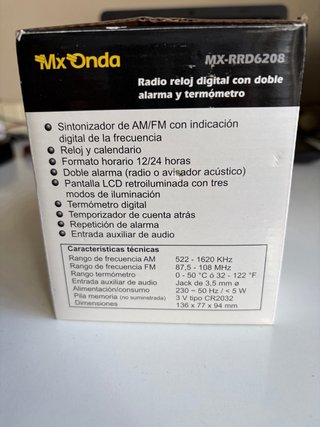 Radio Despertador MX Onda con Termómetro