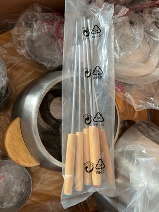 Set Fondue Inox y Madera - 1 Uso