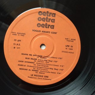 Le Piccole Ore - Voglio Amarti Così LP 12" 33 RPM