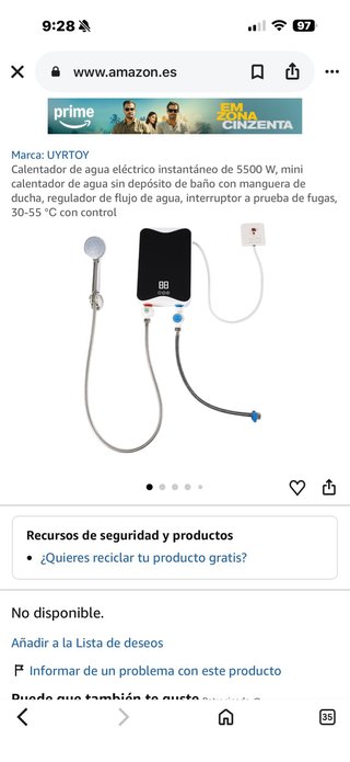 Calentador Agua Eléctrico Instantáneo UYRTOY 5500W