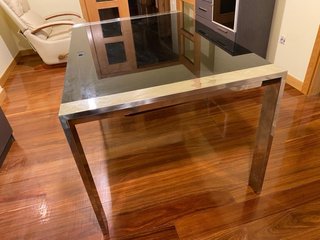 Mesa de centro cristal y metal