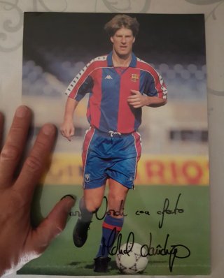 Postal de Michael Laudrup firmada FC Barcelona