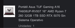Portátil Asus TUF Gaming A16 16 Ryzen 7